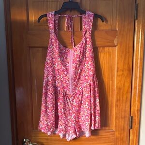 Women's Hook and Eye Romper Wild Fable Pink Floral M